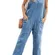 Denim Jean Baggy Overall Jumpsuit Womens Small Blue Sleeveless Adjustable Straps