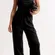 ABERCROMBIE & FITCH Jumpsuit Medium Tall Black Linen Blend Wide Leg #X1-1