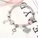 925 Silver Plated Love Heart Key Charm Bracelet for Women
