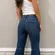 Rock & Roll High-Waist Dark Blue Flare Jeans for Women 24x32