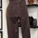 Vintage 90s Y2K Tark'1 Paris Brown Snakeskin Matching Set Top & Pants T4 / L