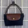 Longchamp Le Pliage Mini Packable Tote Bag Purse Navy Blue Brown Pouch