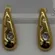 Stainless Steel 14K Gold Plated Teardrop Statement Earrings White Crystal NEW