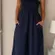 Smocked Bodice Wide-Leg Jumpsuit in Navy