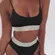emma bling trim high waist swimsuits set black
