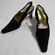 Vito Italian Shoes Womens 6.5 Black Sling Back Cloth Upper 3” Heels Leather Sole