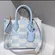 Michael Kors Vista Blue Mirella Tote Purse Small Shopper Top Zip Crossbody