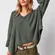 We The Free Green Coraline Thermal V-Neck Waffle Knit Top XS