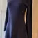 Open Edit Navy Mock Neck Pleated Sweater Mini Dress NWT M