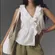 Anthropologie Sleeveless Pintuck Ruffle V-Neck Blouse Feminine Cotton Top Size L