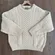 Anthropologie Vintage Celtic Country 100% Wool Irish Cable Knit Crew Neck Sweater Cream Large