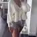 Cozy V-Neck White Tie-Front Knit Sweater (Size XS)