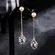 Women's Pearl Blue Crystal Long Tassel Dangle Drop Earrings