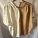SHEIN Women's Blouse Tan White Colorblock Zip Front Top Size L Oversized