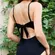 Aerie Ribbed Tie Back One Piece Swimsuit Black XL Long