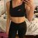 RARE Black Cross Front Sports Bra