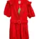 NEW Farm Rio Eyelet Beaded Belt Romper Red Short Sleve Broderie anglaise cotton
