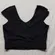 Lululemon Ribbed Wrap Front V-Neck Crop Top Black Size 10 Flutter Sleeve