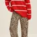 NWOT Aerie Red White Striped Oversized Crewneck Sweater M