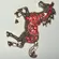 Red Rhinestone and Gold Tone Horse Brooch