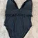 J. Crew Re-Imagined Plunge Black Ruffled One-Piece Swimsuit Size 12