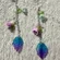 Handmade Blue-Purple Gradient Leaf & Flower Dangle Earrings
