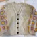 POL Women Cream Pointelle Knit BoHo Cardigan Crochet Granny Square Sleeve Large