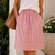 J. Crew Red & White Stripe Linen Blend Midi Skirt Women's Size L Pockets