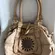 Lockheart Beige Leather Beaded Shoulder Bag Lockheart Handbag Stained