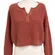 Aeropostale Cinnamon Rose Waffle Knit Cropped Henley Sweater Oversized Medium
