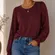 Madewell Texture & Thread Burgundy Knit Puff Sleeve Sweater Womens M Fall Eyelet