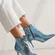 NEW Schutz Metallic Bette Ankle Bootie In Metallic Blue Leather
