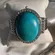Genoa Woman's Bracelet Watch Turquoise Oval Cabochon Cover Lid