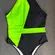 Black & Neon Green Colorblock One-Piece Swimsuit Size L