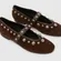 Olivia & Kate Studded Mary Jane Flats in a dark brown faux-suede finish