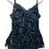 Y2K Fire Los Angeles Womens Coquette Babydoll Cami M Navy Burnout Velvet Lace