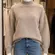 H&M Womens Sweater Tan Heather Mock Neck Wool Blend Oversized L