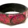 Pink floral hand painted wooden bangle bracelet