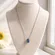 Blue Crystal Charm Necklace Silver Chain Dainty Minimal Pendant Gift