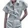 Zara NWOT Denim Gray/Silver Shimmer Utility Button-Up playsuit - XS