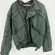 Expressions Jacket Womens Large Green Acid Washed Full Zip Cotton Bomber Jacket
