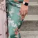 Billy J Floral Green Satin Strapless Midi Dress Wedding