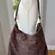 Bella Russo Taupe Brown Faux Suede Hobo Shoulder Bag Silver Accents