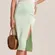Abercrombie & Fitch Light Green Midi Satin Skirt with Slit Size XXSP