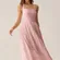 Rihoas Pink Embroidery Halter Midi Dress
