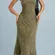 Rihoas Green Square Neck Lace Floral Midi Dress