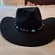 Spirit Black Western Cowboy, Cowgirl Hat, Turquoise Strap, Men Women Retro Wide Brim