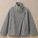 Zara Women Short Coat S Gray Asymmetric High Neck Gold Button Felted Jacket
