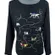 Ice Skating Dogs T-Shirt Sz Large Black Silver L/S Whimsigoth Holiday Novelty