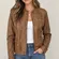 Urbanology Brown Leather Zip Motorcycle Jacket